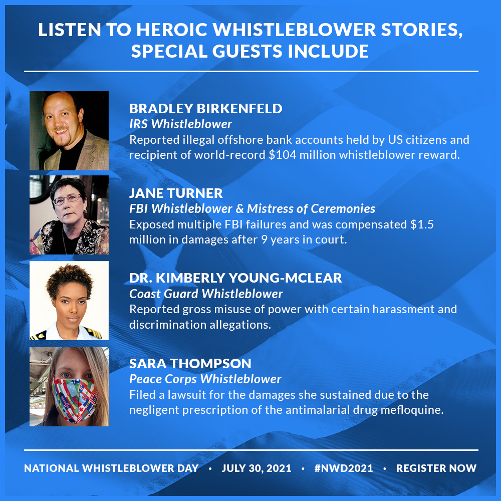 Whistleblower Day 2021 – Listen to Heroic Voices on July 30 for Facebook