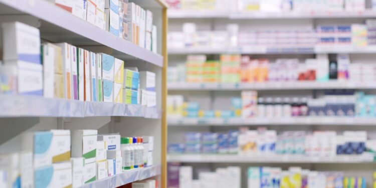 Photo of medicine aisles in a store