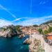 View of Fort Lovrijenac from Dubrovnik, Croatia, blue sky in background