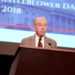 Photo of Chuck Grassley at a podium at the 2018 National Whistleblower Day celebration