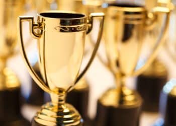 Photo of a group of gold trophies