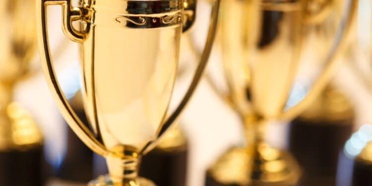 Photo of a group of gold trophies