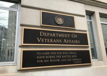 Exterior of a sign for the Department of Veterans Affairs