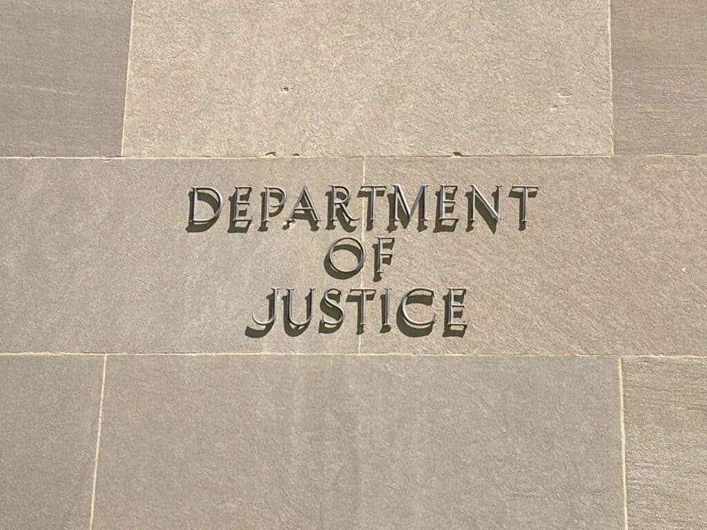 Photo of the exterior of the Department of Justice building in DC (Photo: Ana Popovich)
