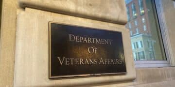 Photo of the plaque outside of the Department of Veterans Affairs in Washington, DC credit: Ana Popovich