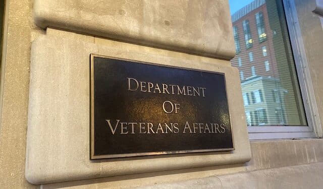 Photo of the plaque outside of the Department of Veterans Affairs in Washington, DC credit: Ana Popovich