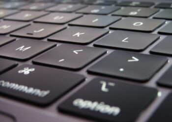 Close-up of an Apple computer's keyboard