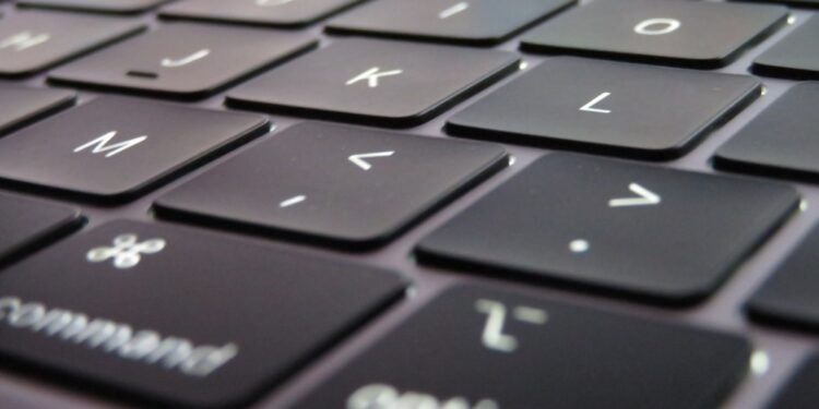 Close-up of an Apple computer's keyboard
