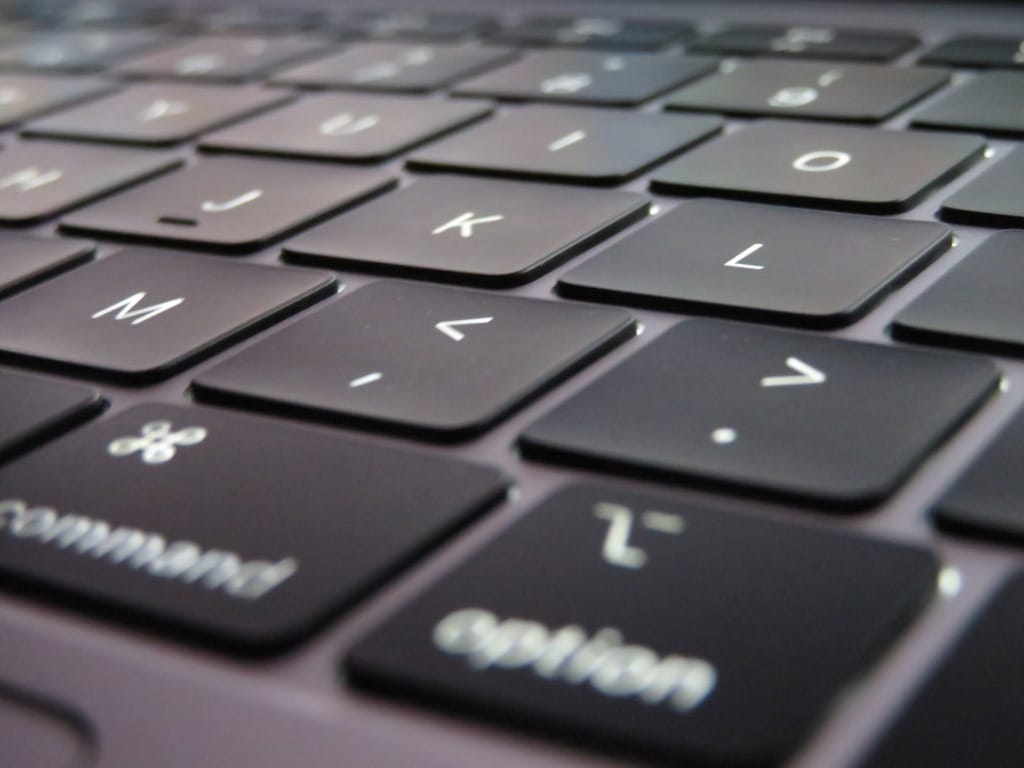Close-up of an Apple computer's keyboard