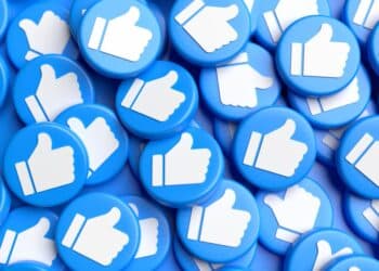 Graphic with blue like buttons stacked on top of each other