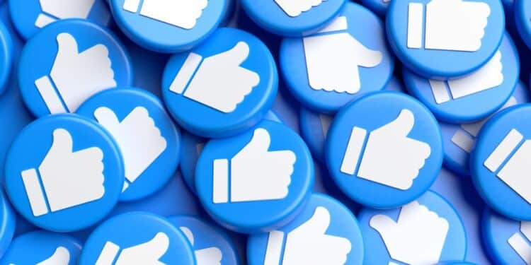 Graphic with blue like buttons stacked on top of each other