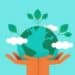 Graphic of hands holding up the Earth