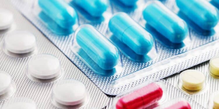 Various medical pills in different colors