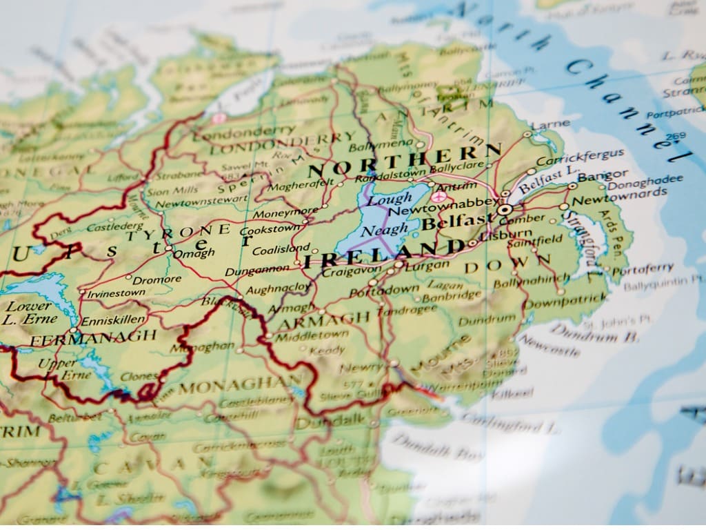 Colorful map of Northern Ireland