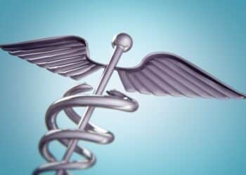 3-d graphic of a caduceus