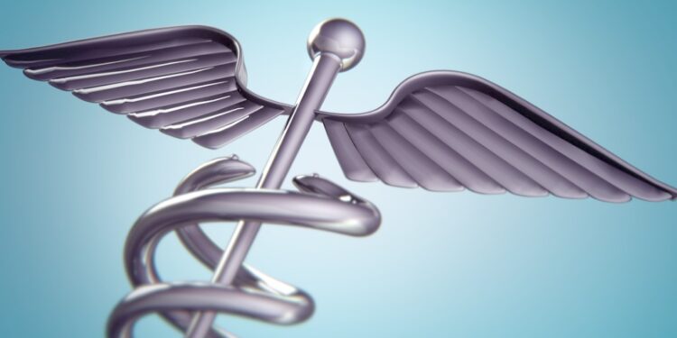 3-d graphic of a caduceus