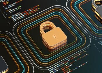 Graphic of a padlock representing cybersecurity