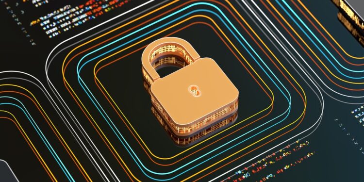Graphic of a padlock representing cybersecurity