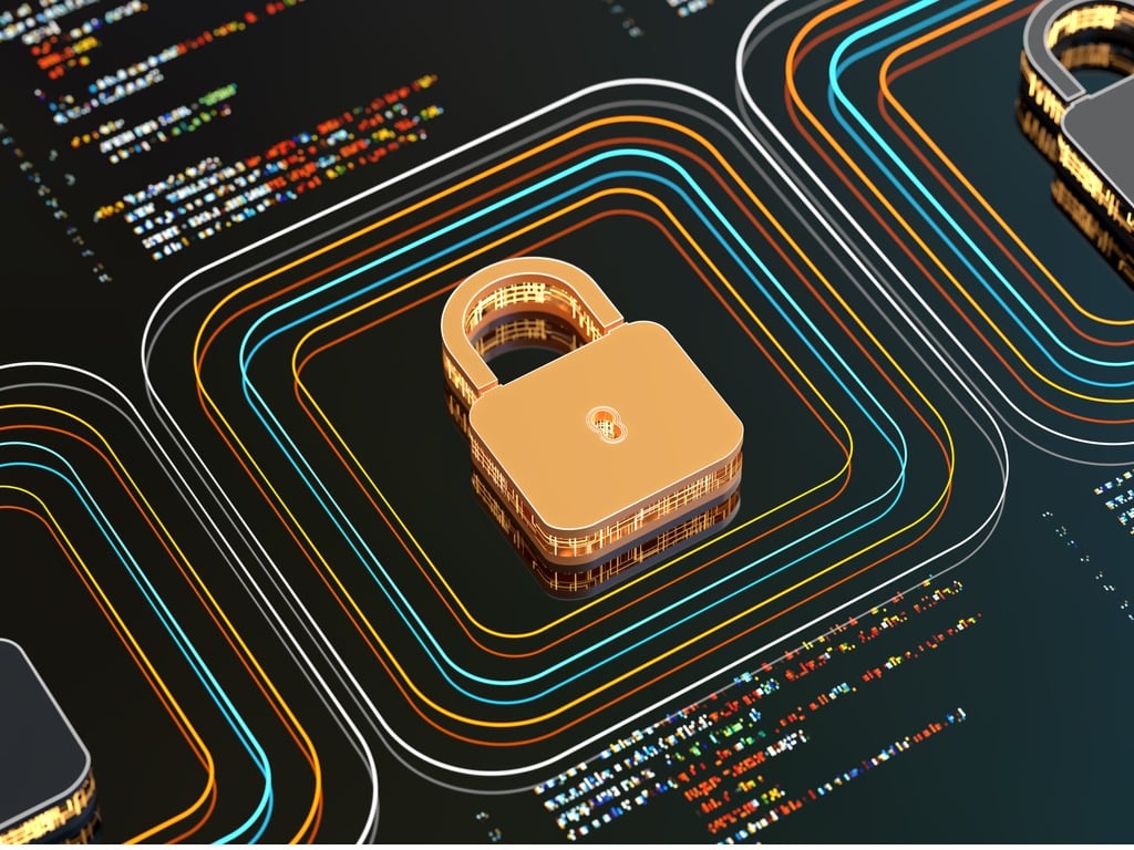 Graphic of a padlock representing cybersecurity