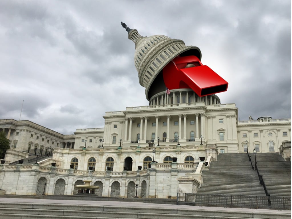 Red whistle graphic under the Capitol dome