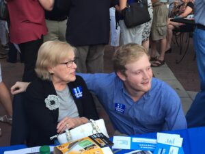Corinne M. Kohn pictured with her grandson Max Kohn at a 2016 campaign event.