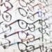 Row of glasses in an eye care shop