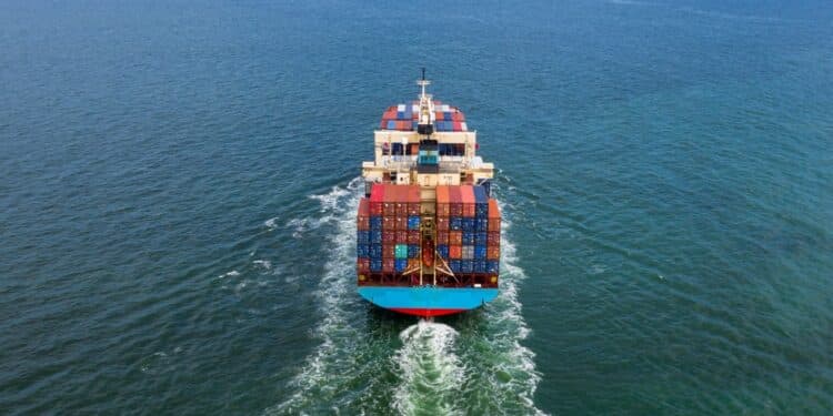 Container ship in the ocean