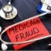 Red card that says "Medicare Fraud" with a stethoscope and a clipboard