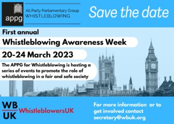 Flyer with information about the Whistleblowing Awareness Week by WhistleblowersUK